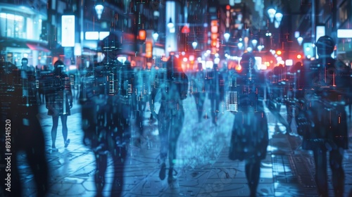 Wallpaper Mural men using artificial intelligence (AI) , machine learning, connectivity concept, main color is blue
 Torontodigital.ca