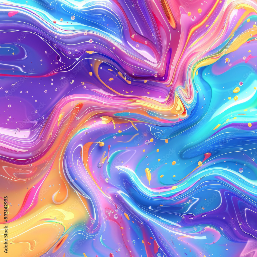 Colorful liquid background with a wave-like design. Holographic effect.