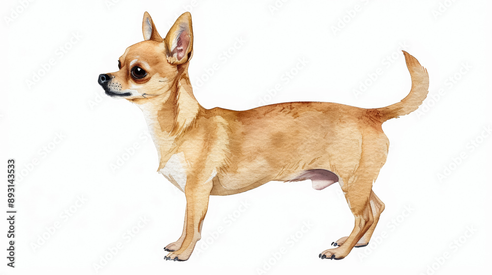 watercolor illustration of a chihuahua isolated on a white background watercolor illustration of a chihuahua isolated on a white background