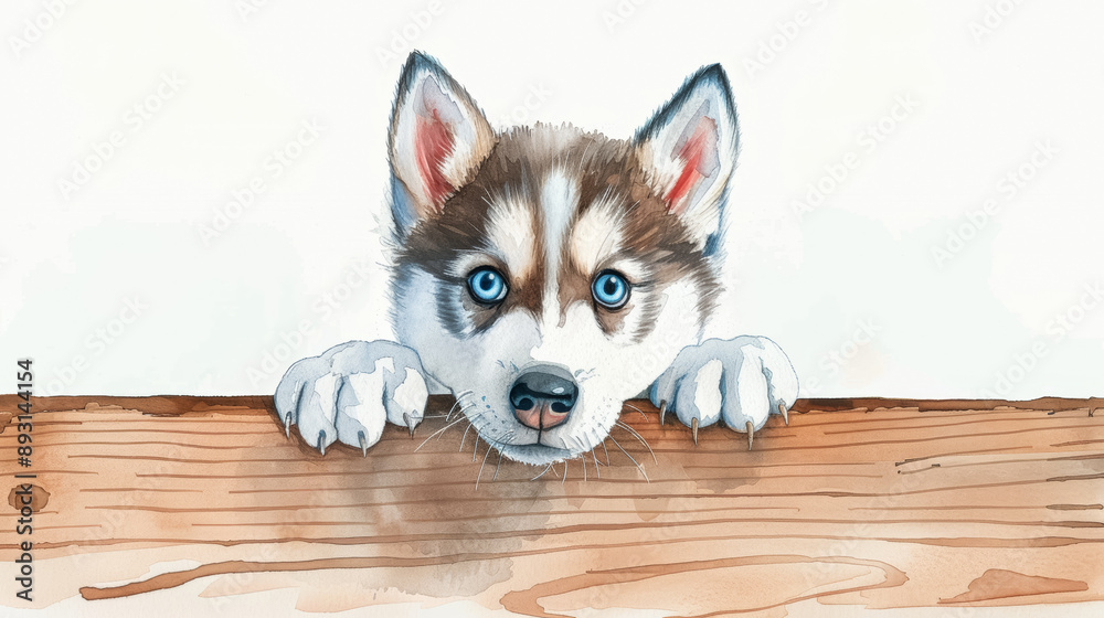 watercolor illustration of a husky puppy isolated on a white background watercolor illustration of a husky puppy isolated on a white background