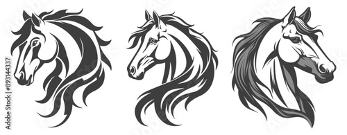 horse head tattoo ,collection horse head illustration ,generative ai