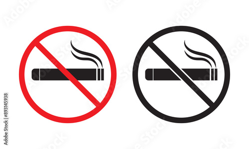 Set of Non smoking icon. Stop, no smoking sign. smoking prohibition sign, Vector Illustration.