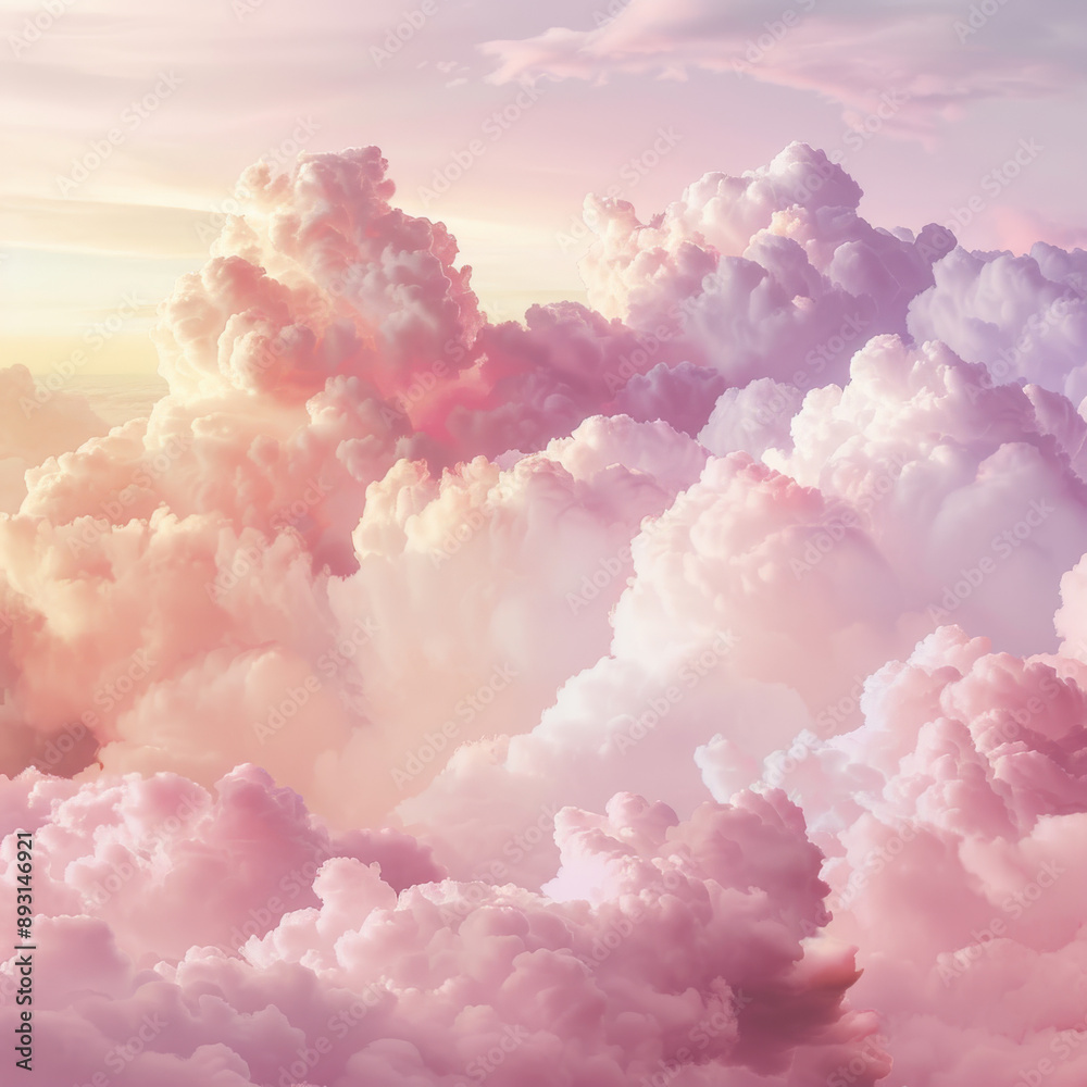 Dreamy pink clouds float softly in the sky. A sweet and fluffy texture creates a magical landscape. Like a painting of a fairy tale, the soft clouds glow with a sunset gradient. Dreamy pink clouds float softly in the sky. A sweet and fluffy texture creates a magical landscape. Like a painting of a fairy tale, the soft clouds glow with a sunset gradient.