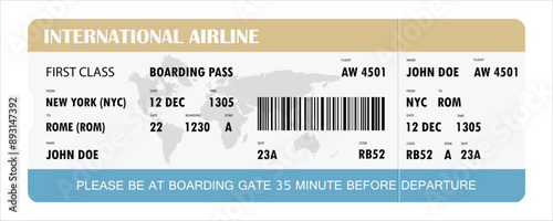 Airline boarding pass template design