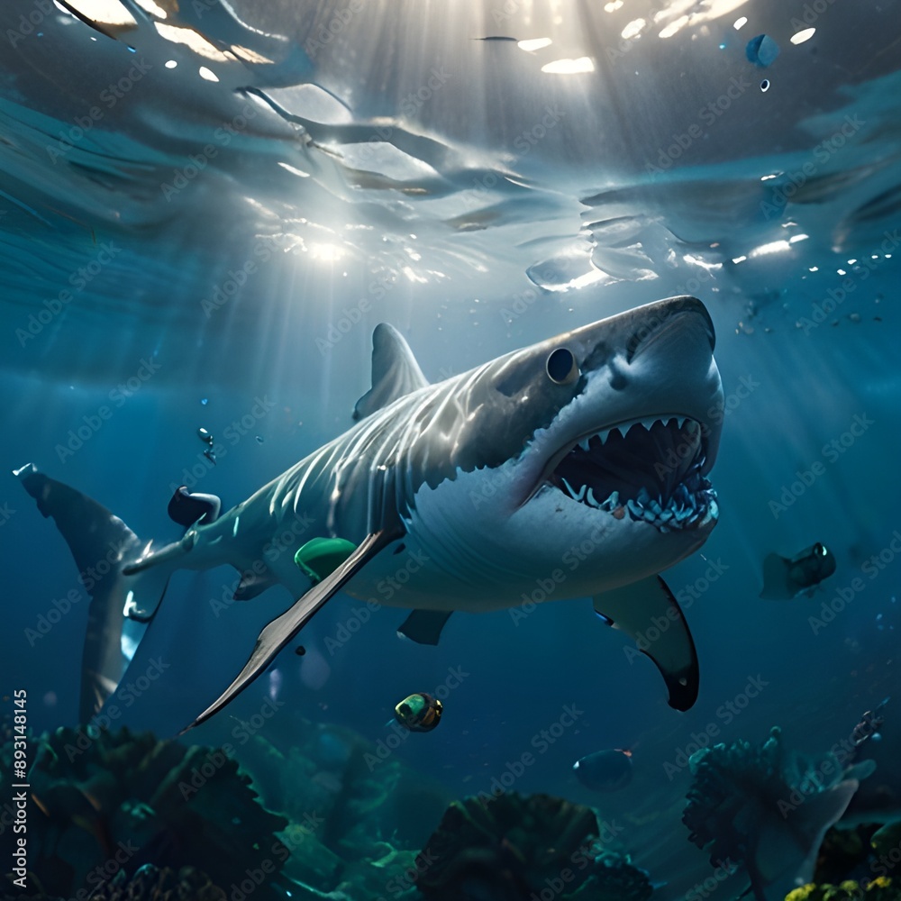 Fototapeta premium Great white shark underwater