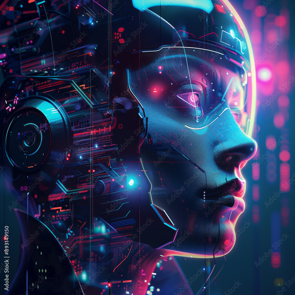 Futuristic background with female face Futuristic background with female face
