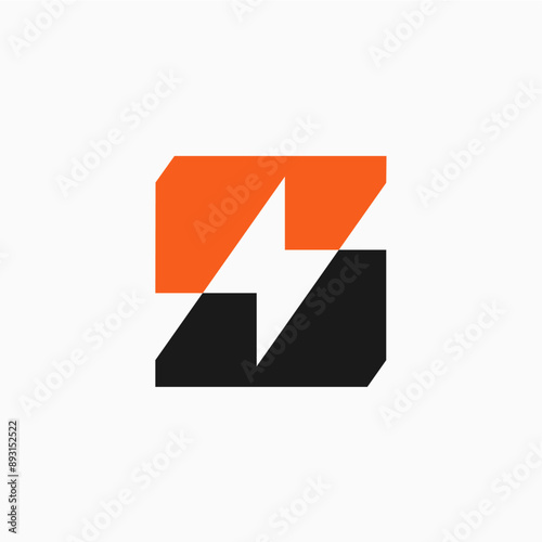 s letter thunderbolt thunder bolt energy spark logo vector icon illustration