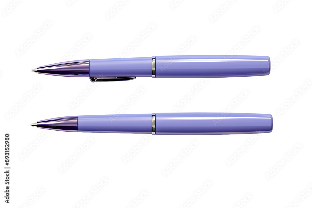 A Pair of Lavender Pens Resting on a White Background on a Clear PNG or White Background. A Pair of Lavender Pens Resting on a White Background on a Clear PNG or White Background.