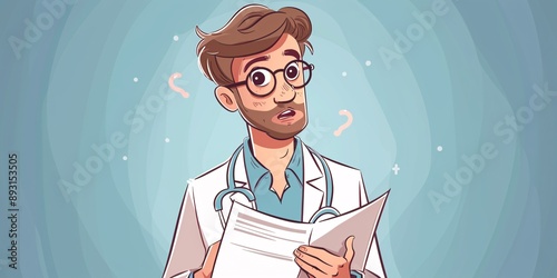 Wallpaper Mural Baffled physician reviewing unsatisfactory health exam outcome. Hand-drawn illustrations in unique style. Torontodigital.ca