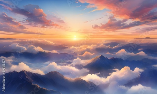 茜色の空と雄大な景色