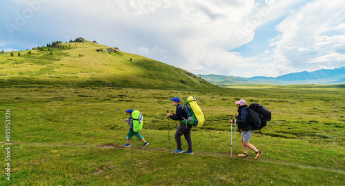 Backpacking trip in the mountains  photo