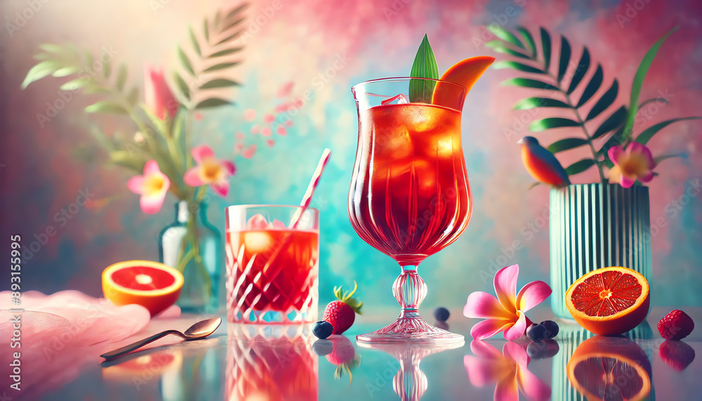 A Negroni cocktail in a hurricane glass A Negroni cocktail in a hurricane glass