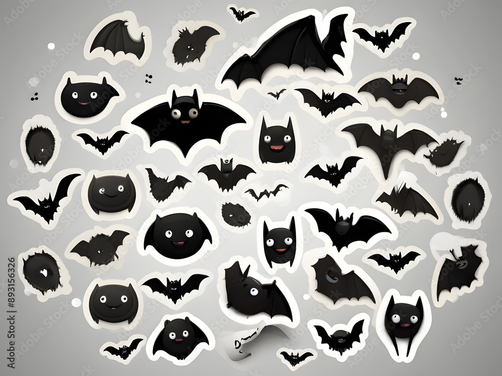 Fototapeta premium halloween seamless pattern with bats,halloween background with halloween pumpkin,set of funny halloween cats,cartoon set of halloween pumpkins