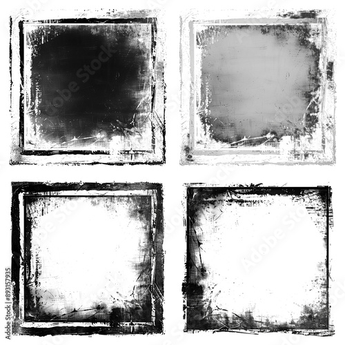 Vintage grey photo filter overlay grunge paper texture on transparent background