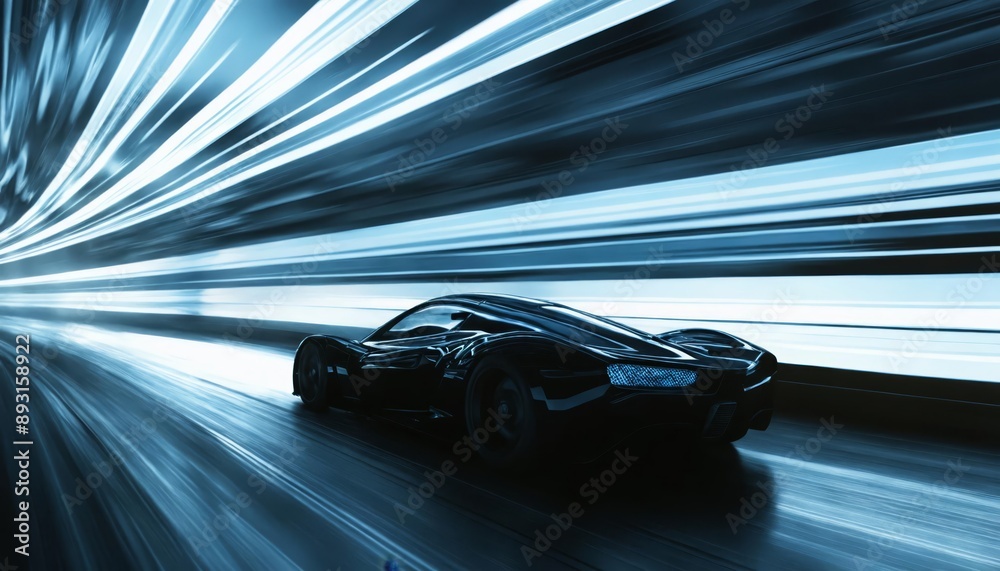 Dynamic automotive motion on high-speed highways, illuminated auto speed in futuristic neon tunnels Dynamic automotive motion on high-speed highways, illuminated auto speed in futuristic neon tunnels
