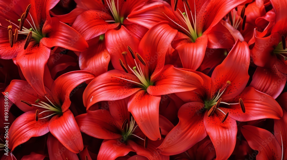 Closeup of red beautiful blooming lilies Closeup of red beautiful blooming lilies