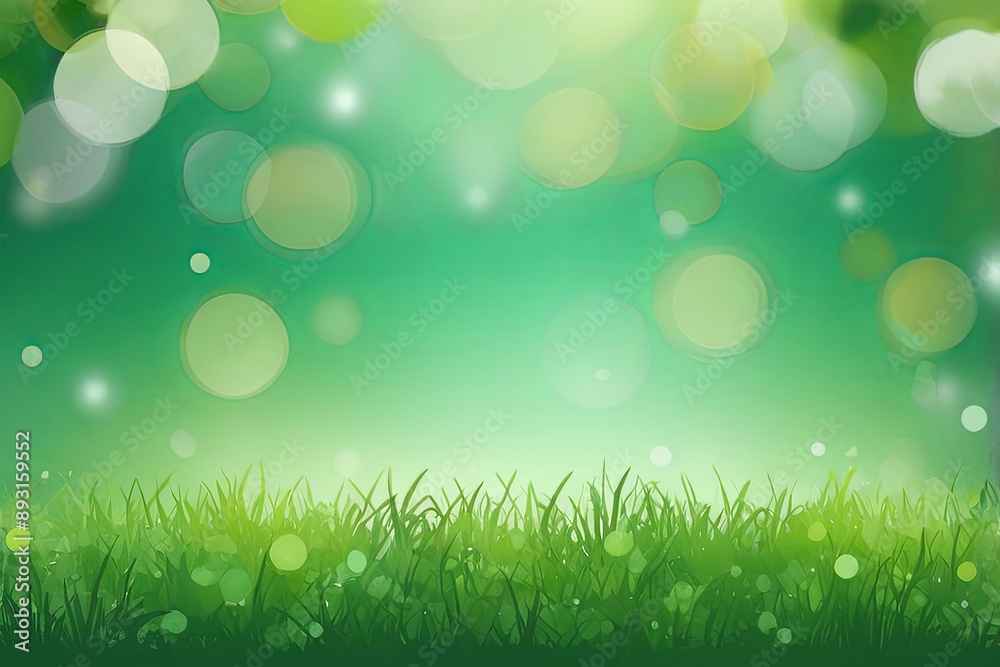 Spring background with green blurred bokeh lights, perfect for an abstract banner, evoking freshness and renewal. Spring background with green blurred bokeh lights, perfect for an abstract banner, evoking freshness and renewal.