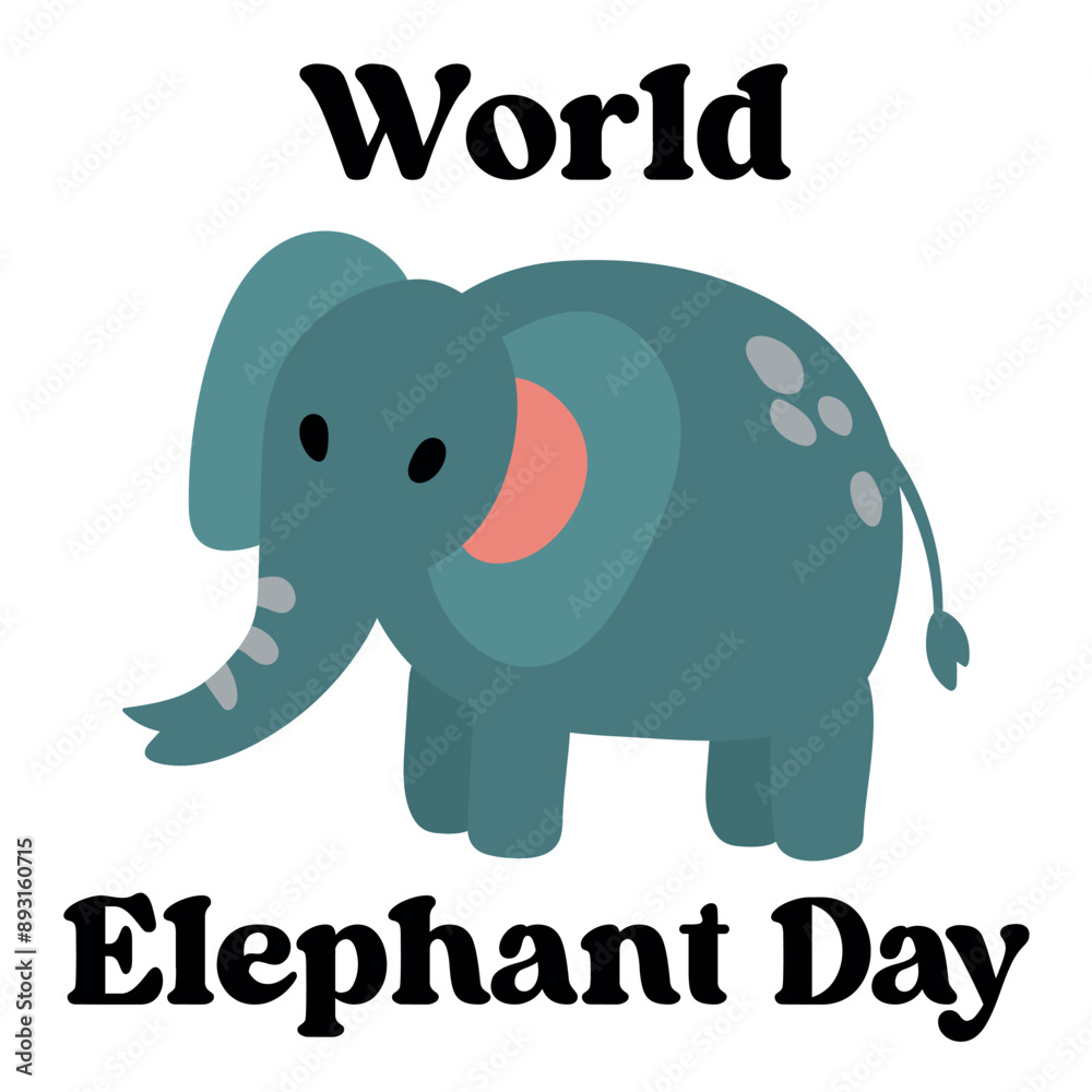 Naklejka premium World Elephant Day. Postcard on white isolated background. 