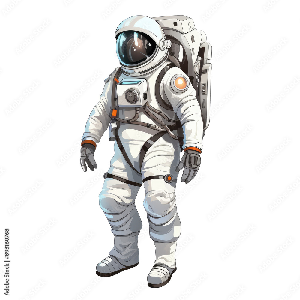 An illustration of an astronaut in a white space suit standing An illustration of an astronaut in a white space suit standing