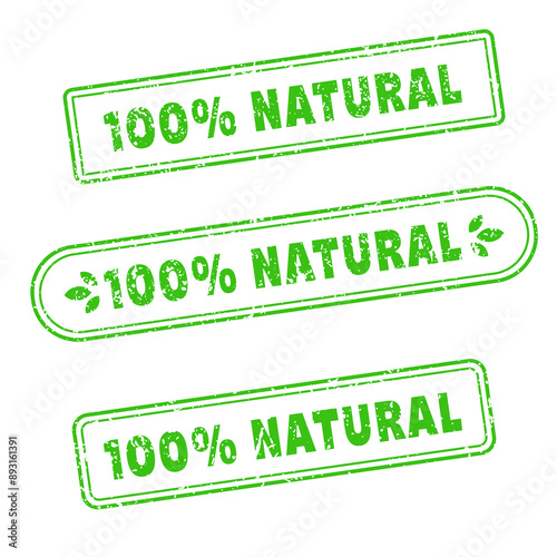 100% Natural Rubber Stamp in Grunge Style for Organic Eco Friendly and and Healthy Product Label or Natural Products Stamp