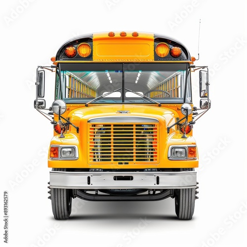 A school bus, yellow and iconic, bright and cheerful, isolated on white background © bteeranan