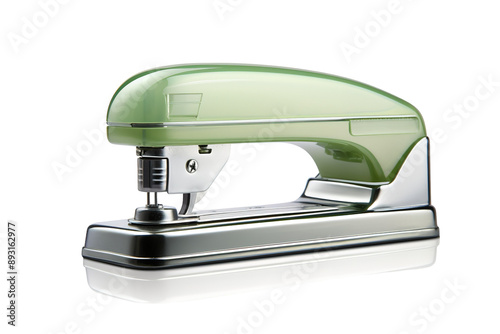 A Mint Green Vintage Stapler Ready For Action on a White Background on a Clear PNG or White Background.