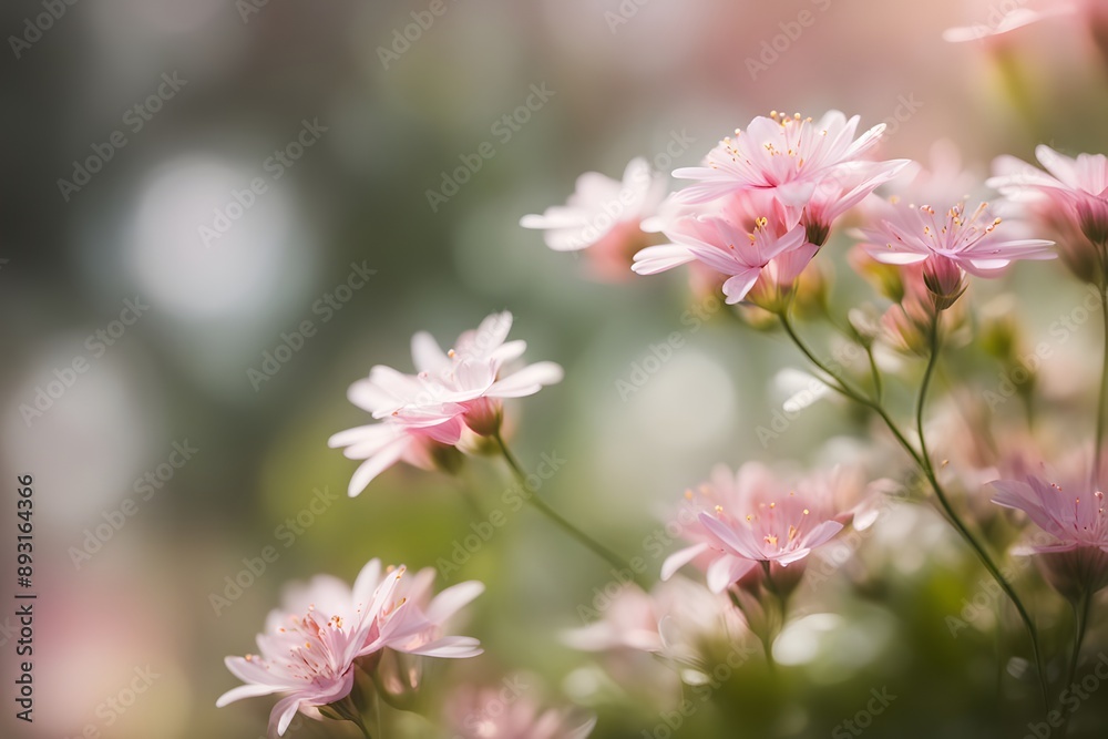Busy lizzie flowers bokeh background, AI Generated Busy lizzie flowers bokeh background, AI Generated