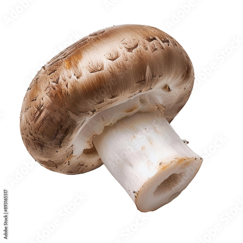 A whole, raw mushroom on transparent background photo