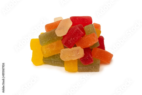 Marmalade candies isolated on a white background.