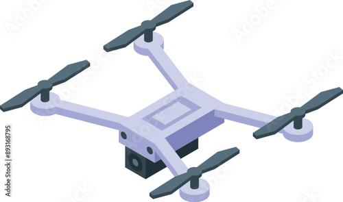 Modern drone flying and recording video with professional camera