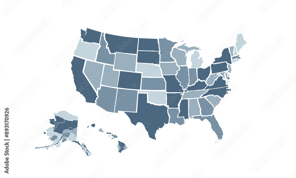 USA Map With Individual Colors Isolated On White Background For Website 1000 F 893170926 ZSHi0V2Upux7oz9177XQ5NI3Gi2U4Dq3