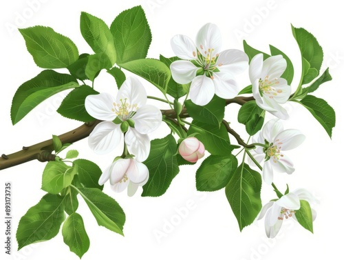 Springtime Serenity: Gorgeous Apple Tree Blossoms in Isolation