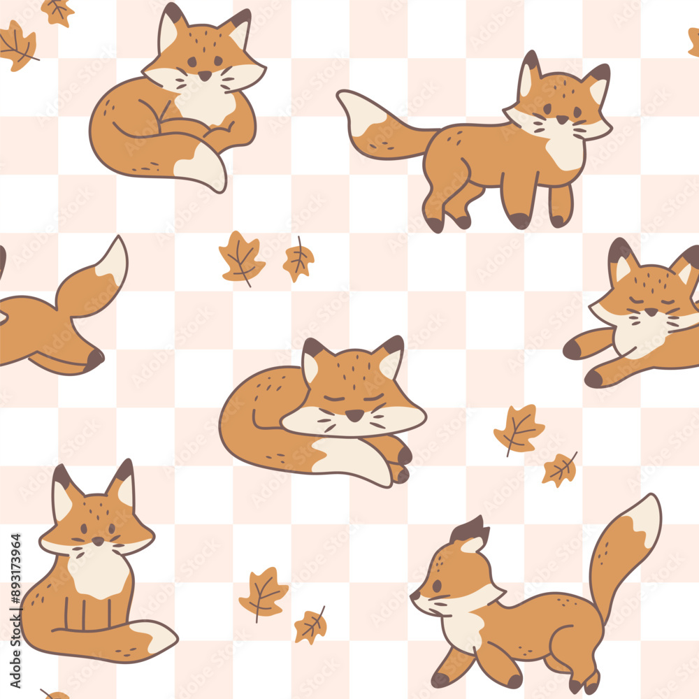 seamless pattern with fox autumn seamless pattern with fox autumn