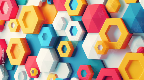 Colorful Geometric Hexagon Pattern Background