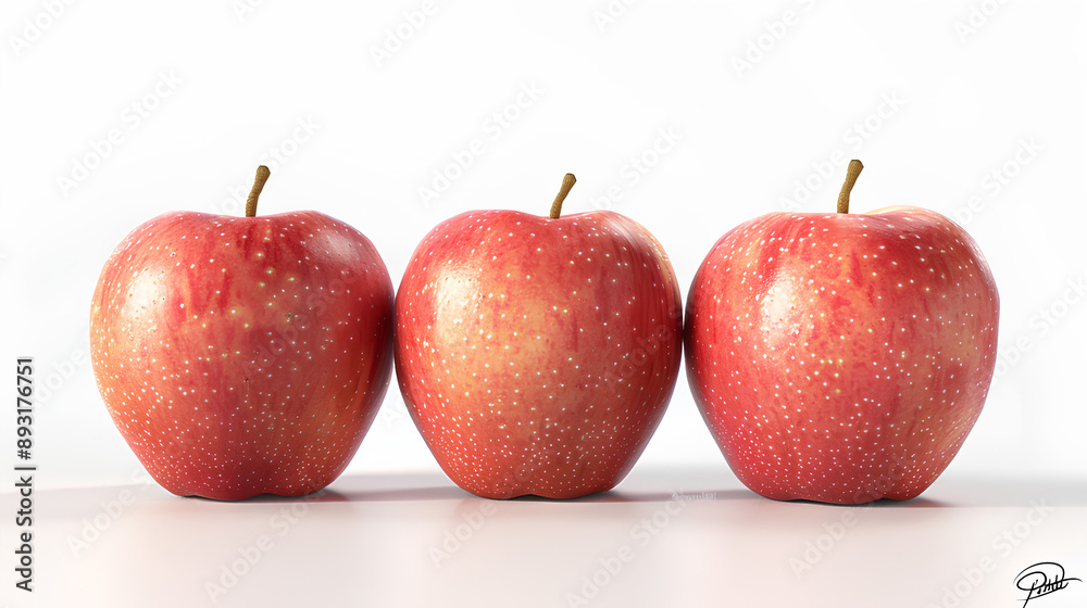 Soft Smooth Red Delicious Apples Hyperrealistic Highly Detailed Isolated On White Background 
