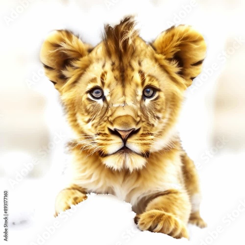 Lion cub in snow  photo