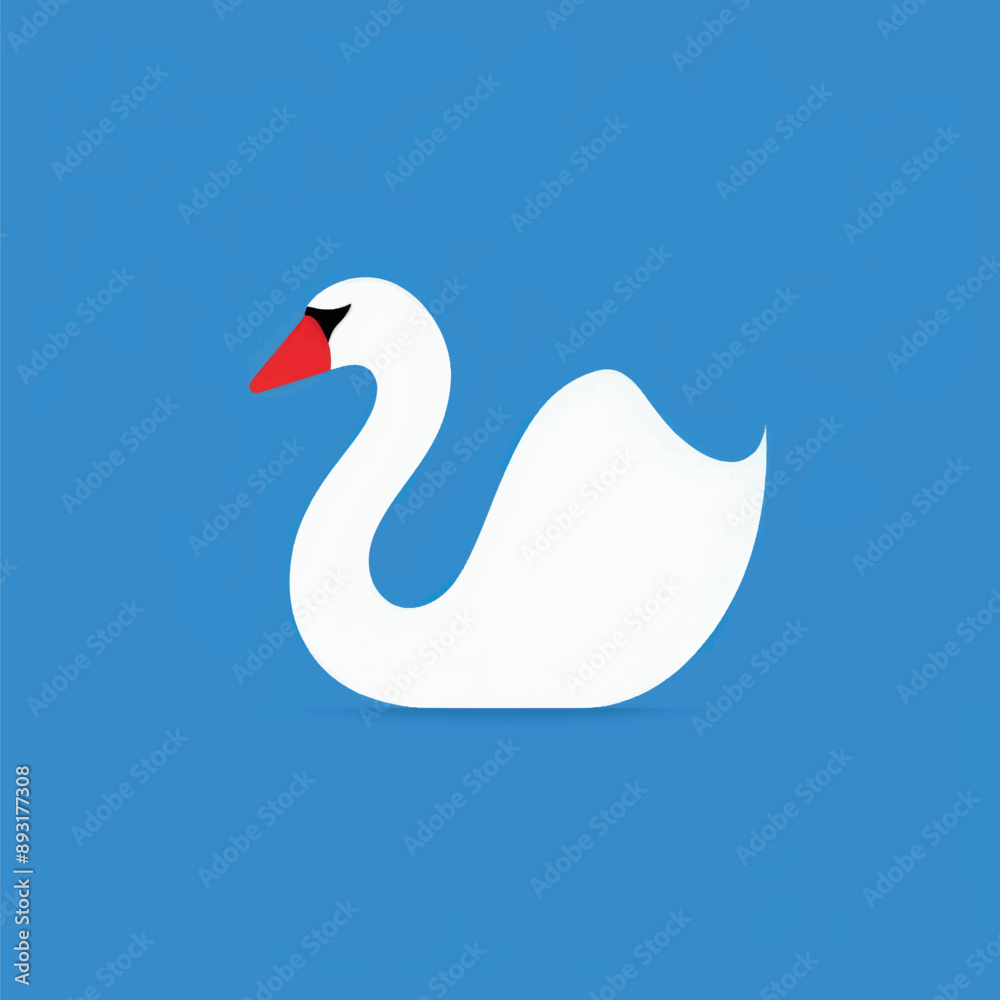Elegant swan illustration on blue Elegant swan illustration on blue