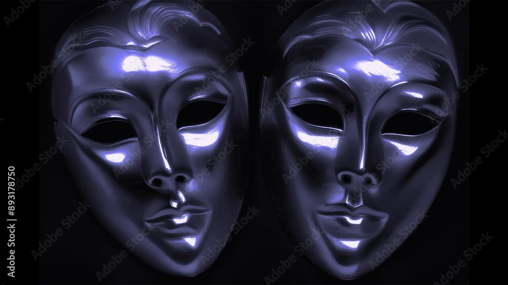silver theater masks illuminated in dark dramatic setting mysterious expression artistic elegance performance symbolism anonymous identity abstract surreal design stage concept creative shadow silver theater masks illuminated in dark dramatic setting mysterious expression artistic elegance performance symbolism anonymous identity abstract surreal design stage concept creative shadow