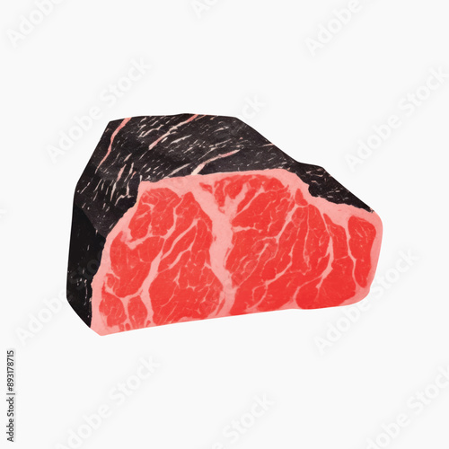 Raw marbled beef steak illustration