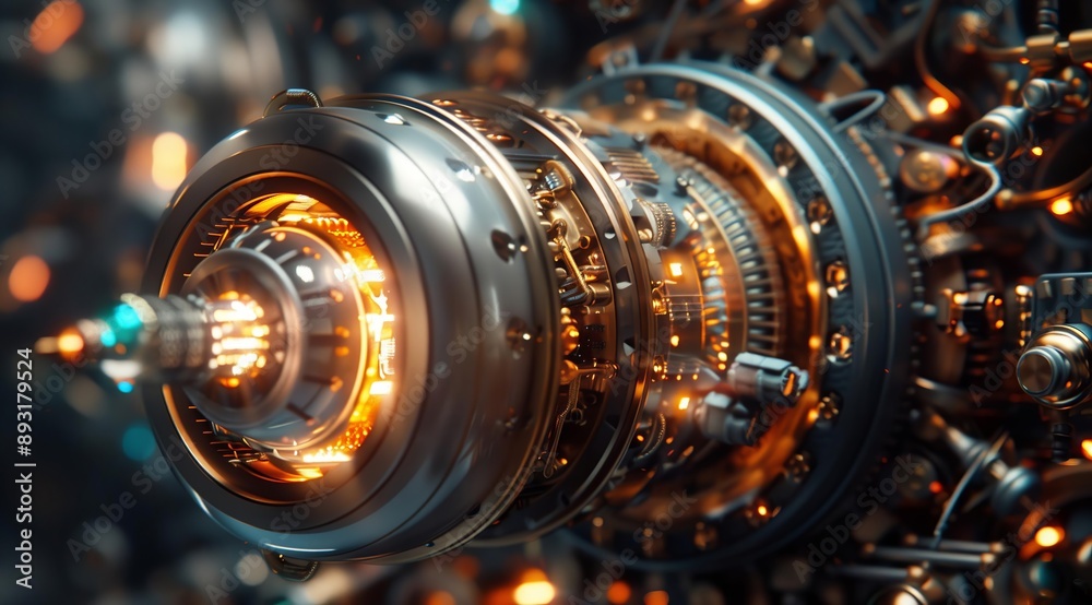 A close-up abstract image of intricate machine gears, cogs, and other metallic parts glowing with an orange light. The image has a futuristic and industrial aesthetic, showcasing the complexity and A close-up abstract image of intricate machine gears, cogs, and other metallic parts glowing with an orange light. The image has a futuristic and industrial aesthetic, showcasing the complexity and