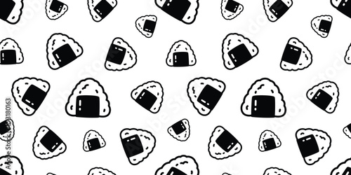 onigiri seamless pattern japanese food vector cartoon scarf isolated wrapping paper tile background repeat wallpaper doodle illustration design