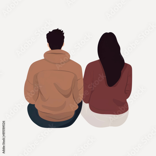 Couple sitting back view
