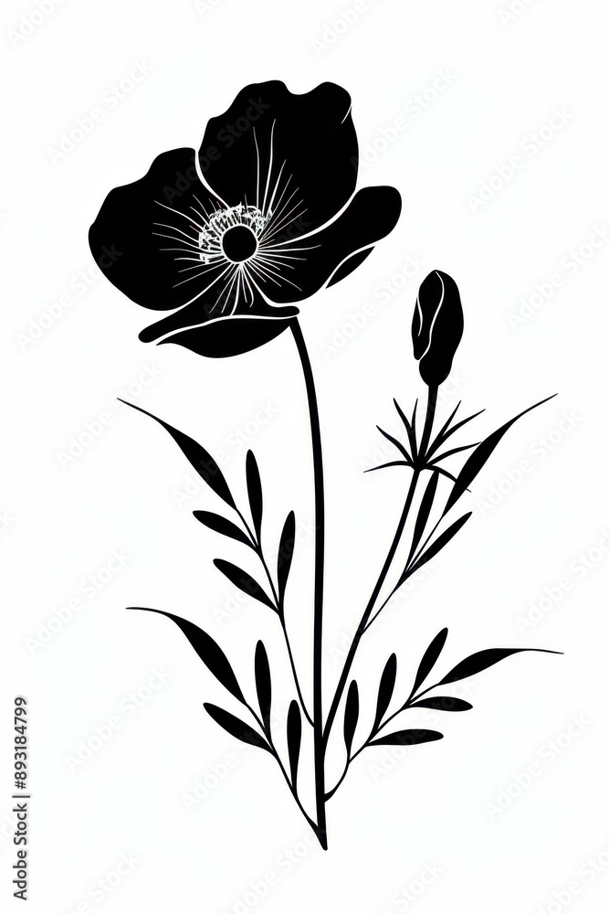 Black and white flat vector art of a buttercup flower, svg style, isolated on white background, simple vector art design Black and white flat vector art of a buttercup flower, svg style, isolated on white background, simple vector art design