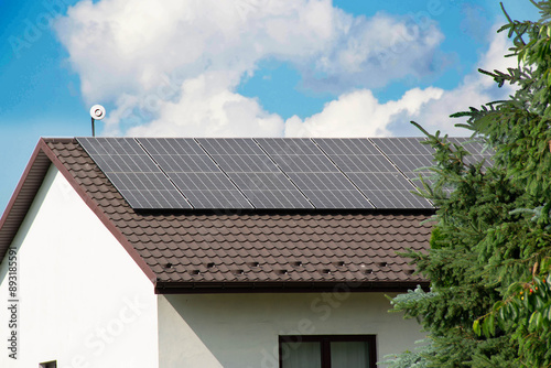 Installing a Solar Cell on a Roof.