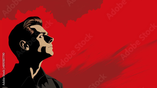 Male face fright emotion, fear anxiety news danger surprise. Pop art retro illustration vintage 50s 60s style