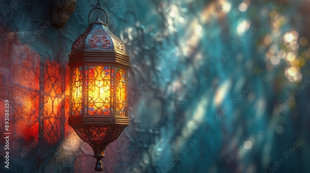 A Close up of an Ornate Oriental Style Lantern Hanging on a Wall - Generative AI A Close up of an Ornate Oriental Style Lantern Hanging on a Wall - Generative AI