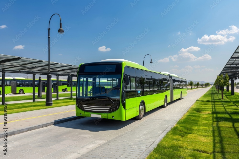 Fototapeta premium Renewable energy bus systems utilize sustainable power sources to offer eco-friendly public transportation. 