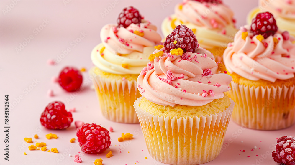 Homemade raspberry cupcakes with creamy icing Homemade raspberry cupcakes with creamy icing