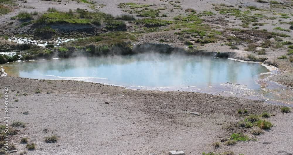 close up thermal pool with steam at West Thumb Geyser Basin in Yellowstone National Park, Wyoming, USA close up thermal pool with steam at West Thumb Geyser Basin in Yellowstone National Park, Wyoming, USA