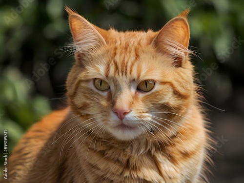 Wallpaper Mural orange cat with blur background, orange cat is sitting and looking Torontodigital.ca